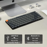 Keychron K3 Version 2, 84 Keys Ultra-Slim Wireless Bluetooth/USB Wired Mechanical Keyboard with White LED Backlit