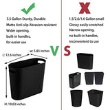rejomiik Small Trash Can, 3.5 Gallon Slim Garbage Can Plastic Waste Basket with Handles Container Bin, Black