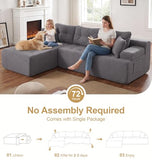Hobestluk Boneless Couch Modular Sectional Sofa L-Shape Lounge Cloud Couch