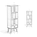 SIMPLIHOME Draper 64" Tall Solid Wood 5-Shelf Bookcase in Teak Brown