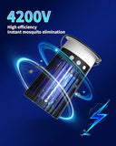 NEXLY SJZ-091 Solar Bug Zapper Portable Outdoor Waterproof Mosquito Killer Indoor Home Rechargeable Fruit Fly Trap 4200V Electric Gnat Traps for Room Garden Courtyard Kitchen Camping Backyard