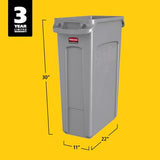 Rubbermaid Commercial Products Slim Jim Plastic Rectangular Trash/Garbage Can with Venting Channels 23 Gallon Gray