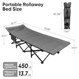 Northroad Camping Cot for Adults with Cushion and Pillow, Portable Folding Bed for Sleeping, Lightweight Tent cot with Carry Bag Supports 450 lbs (Grey)