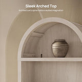 Book Shelf 82" Tall Arched Cabinet Bookcase with Doors 5 Tier Book Shelves with Storage Large Bookshelves Wide Bookshelf