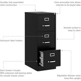 Set of 2 3 Drawer - Letter Width - Vertical File Cabinet - Black