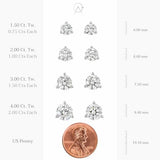 IGI Certified 1 1/2 to 4 Carat Lab Grown Diamond Round Stud Earrings