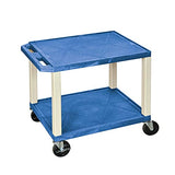 Luxor WT26BU 26"H AV Cart - Two Shelves - Putty Legs, 4" Silent-Roll, Full-Swivel Heavy-Duty Casters,