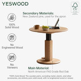 Solid Oak Lift Top Coffee Table, 27.56’’ Wood Round Small Side Table for 2