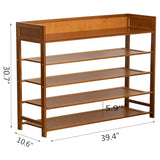 SOBIBO Bamboo Shoe Rack Organizer, 5 Tier Shoe Shelf Storage Organizer, for Entryway, Hallway, and Closet (Brown-39)
