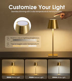 3 Pack Cordless Table Lamp, Battery Operated Lamp - Portable Waterproof Rechargeable Table Lamp