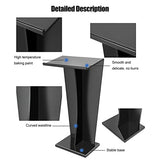 110cm Black Lectern Podium Stand Adjustable Wooden Presentation Desk for Public Speaking Conferences