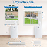 14,000 BTU Portable Air Conditioners, Cools Up to 750 Sq.Ft, Auto-Evaporation Low Noise, 3 in-1 Portable AC Unit with Remote Control Fits for Large Room, Office, Garage, White