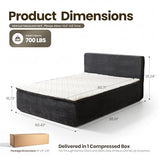 Queen Boneless Bed, Frame & Headboard & Mattress Set, Gray