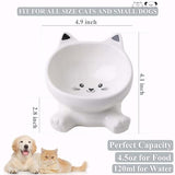 Raised Cat Bowl, 4.9 Inch Ceramic 3D Elevated Cat Food Bowl and Water Bowls, Cute Kitten Dishes 4.5 OZ, Anti-Vomiting & Whisker Fatigue Friendly, Stress-Free for Indoor Cats, 1 Piece