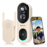 Doorbell Camera Wireless, 5MP Video Doorbell, 180°Panoramic View, No Monthly Fee, 2.4 GHz WiFi, AI Motion Detection