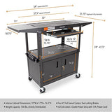 Line Leader Large AV Cart with Locking Cabinet & Drop Leaves, Rolling Height Adjustable Utility Cart