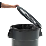 3 Pack 55 Gallon Gray Round Commercial Trash Can With Lid And Dolly / Ingredient Bin Recycling Bin Kitchen Garbage Can Office Garbage