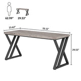 Tribesigns Writing Computer Desk, 55 inch Heavy Duty Study Desk with Z-Shaped Metal Leg, Modern Simple Home Office Computer Desk, Grey