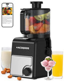 ACOQOOS Juicer Machines, 6.5" Extra Large Feed Chute Cold Press Juicer 3-IN-1 with Sorbet & Nut Milk, BPA Free, Easy to Clean, 100 OZ Hopper, Silver-Black
