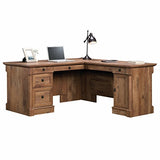 L Shaped Desk with Drawers, Office Desk with File Cabinet Storage, Cable Management, Keyboard Tray, in Vintage Oak Finish