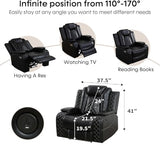 Power Recliner Sofa Sectional Sofa with LED Light for Living Room, Air Leather Reclining Corner Sectional Sofa Set