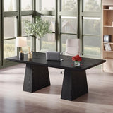 63-Inch Executive Desk, Large Office Computer Desk with Double Pedestal, Modern Simple Workstations Writing Table, Black