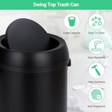 Garvee 17 gal/65 L Trash Can, Fingerprint-Proof Stainless Steel Swing Top Garbage Can
