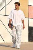 GINGTTO Baggy Camo Pants Men Cargo White Wide Leg Fashion Y2K Streetwear Drawstring Stretch 28