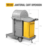 Janitorial Cart on Wheels, 3 Shelf Commercial Cleaning Cart with Key Locking-Cabinet