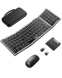 Portable Foldable Keyboard and Mouse Combo, Bluetooth×2+USB A+USB C(4 in 1) Connection, Keyboard Lock