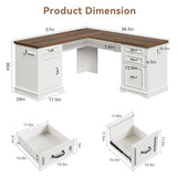 Farmhouse L Shaped Executive Desk with 4 Drawers, Home Office Desk
