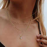 YOIHUR Layered Gold Necklaces for Women, 14K Gold Plated Necklace Trendy Layering Circle Zircon Pendant Necklace Set Jewelry for Women