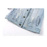 Hixiaohe Spring Summer Jean Jacket for Women Trendy Half Sleeve Button Down Short Denim Jacket Retro Cropped Trucker Coat