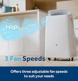 GE 8,000 BTU DOE Smart Portable Air Conditioner for Rooms up to 350 Sq Ft, Compact 3-in-1 AC with Dehumidifier & Fan, Auto Evaporation No-Drain, Remote, Window Kit Included