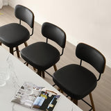 Bekrvio Swivel Counter Height Bar Stools Set of 4, 26" Upholstered Faux Leather Barstools with Back and Bent Wood Legs