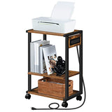HOOBRO Industrial Printer Stand with Charging Station, 3-Tier Printer Table, Rolling Printer Cart