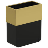 LEASYLIFE 4gallon Narrow-Slit Bathroom Trash Can, Open Top Garbage Can,Double-Layer Design with Realistic Wood Texture, Anti-Slip Base, Suitable for bathrooms, Powder Rooms (2.1gal-Black and Gold)
