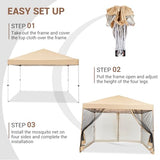 10x10ft Pop-Up Canopy, Outdoor Screen Tent with Mesh Mosquito Netting Sidewalls, Waterproof & UV-Block Shade Shelter for Camping, Picnic, Deck & Backyard Events