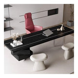 zhongxlla Standing Desk, Modern Office Executive Desk with Drawers, Spacious Black Writing PC Workstation