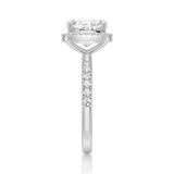 MSBLUE 1.5ct Cushion Cut Moissanite Engagement Ring for Women, D VVS1, GRA Certified, Halo Setting with Pavé Band,SIZE9