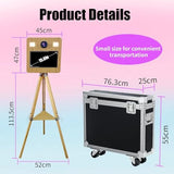 Magic Mirror Photo Booth with Printer and Camera,15.6" Touch Screen Photo Mirror Booth Tripod Wooden Retractable
