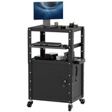 Mobile AV Cart - Adjustable Height Computer Cart with Cabinet