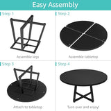 Black Round Dining Table for 6 - Modern Circle 51 Inch Large Room Kitchen Dinning Tables for 4 to 6 Person