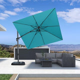 PURPLE LEAF 9' X 9' Left-right Tilt Patio Umbrella Outdoor Cantilever Swivel Square Umbrella with Tilt Aluminum Offset Umbrella, Turquoise Blue