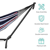 Best Choice Products Double Hammock with Steel Stand, Indoor Outdoor Brazilian-Style Cotton Bed w/Carrying Bag, 2-Person Capacity - Abyss