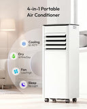 EUHOMY Portable Air Conditioners 10,000 BTU, Cools Up to 450 Sq.Ft, 4-in-1 Portable AC Unit with Cool, Fan, Dehumidifier Sleep Modes, 24H Timer, Remote, Window Installation Kit for Bedroom Living Room