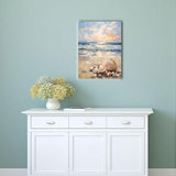 daktenn Beach Picture Decor Ocean Painting Canvas Wall Art Prints of Seashell on Sandy Seaside Coastal Seashell Conch Wall Art for Living Room Wall Decor Bathroom Wall Art 12"x16"