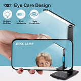 LAOPAO Desk Lamp with Wireless Charger: USB Charging Port, Table Lamp with Clock, Desk Lamps for Home Office College Dorm Room Essentials