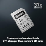 Lexar 1TB Armor Silver PRO SD Memory Card, 280MB/s Read, 6K, V60, UHS-II