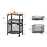 Rolling File Cart with 2 Storage Drawers, Under Desk Mobile Filing Cabinet on Wheels for Home Office